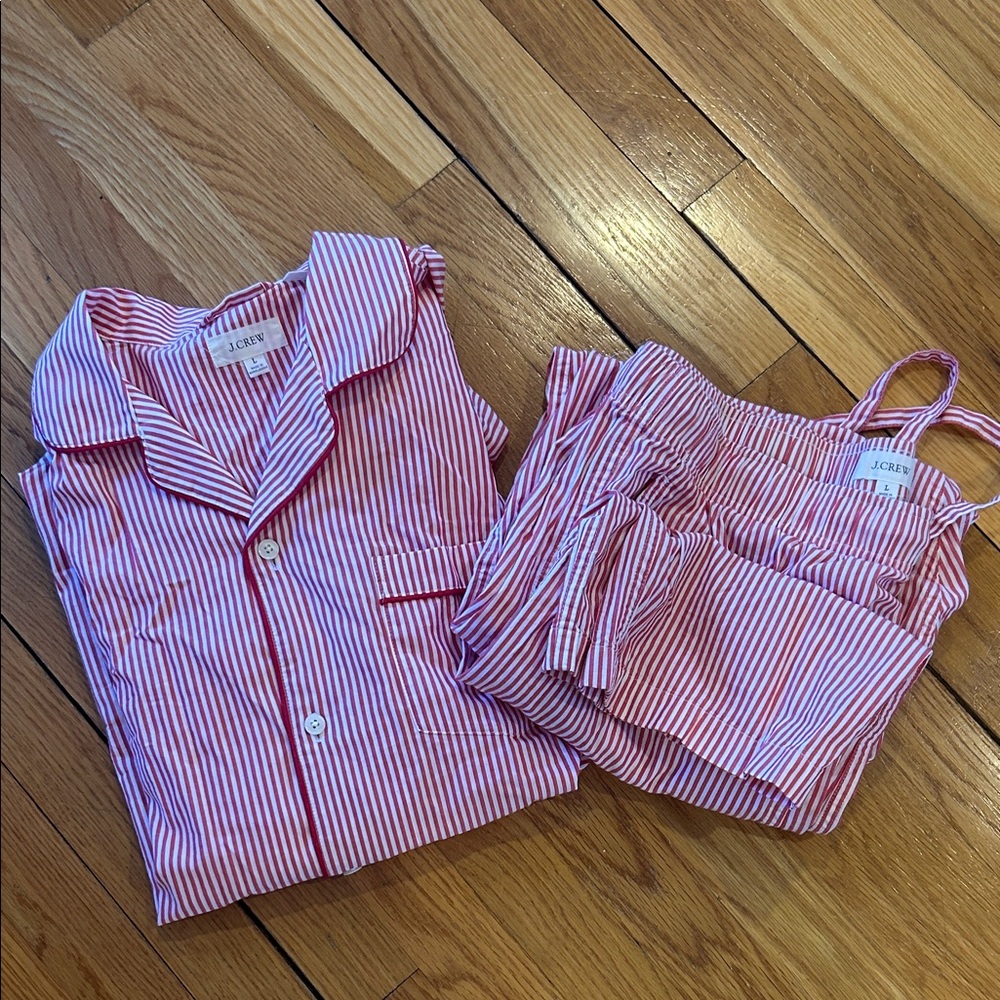 J. Crew Red and White Striped Pajama Set